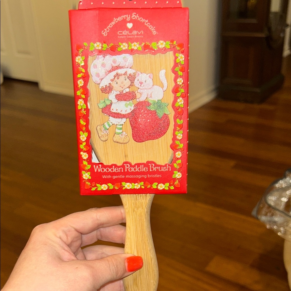 Strawberry Shortcake Wooden Paddle Brush - Red